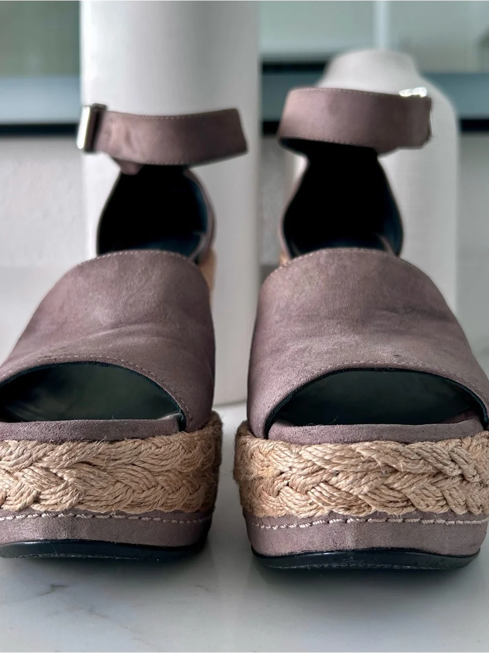 Stuart Weitzman Suede Espadrille Wedge Sandals - Picture 3 of 5